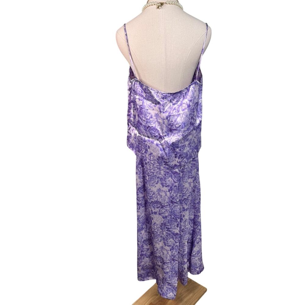 GANNI Heavy Satin Top + Pierced Detail Skirt Set violet tulip size 42 US 10/12 - Picture 9 of 16